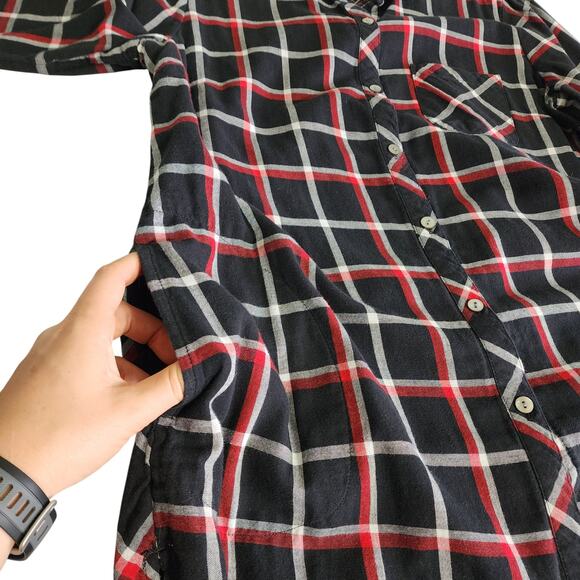 J Jill Womens Perfect Plaid Double Cloth Long Tunic Shirt Size Medium Button Up - Picture 9 of 11